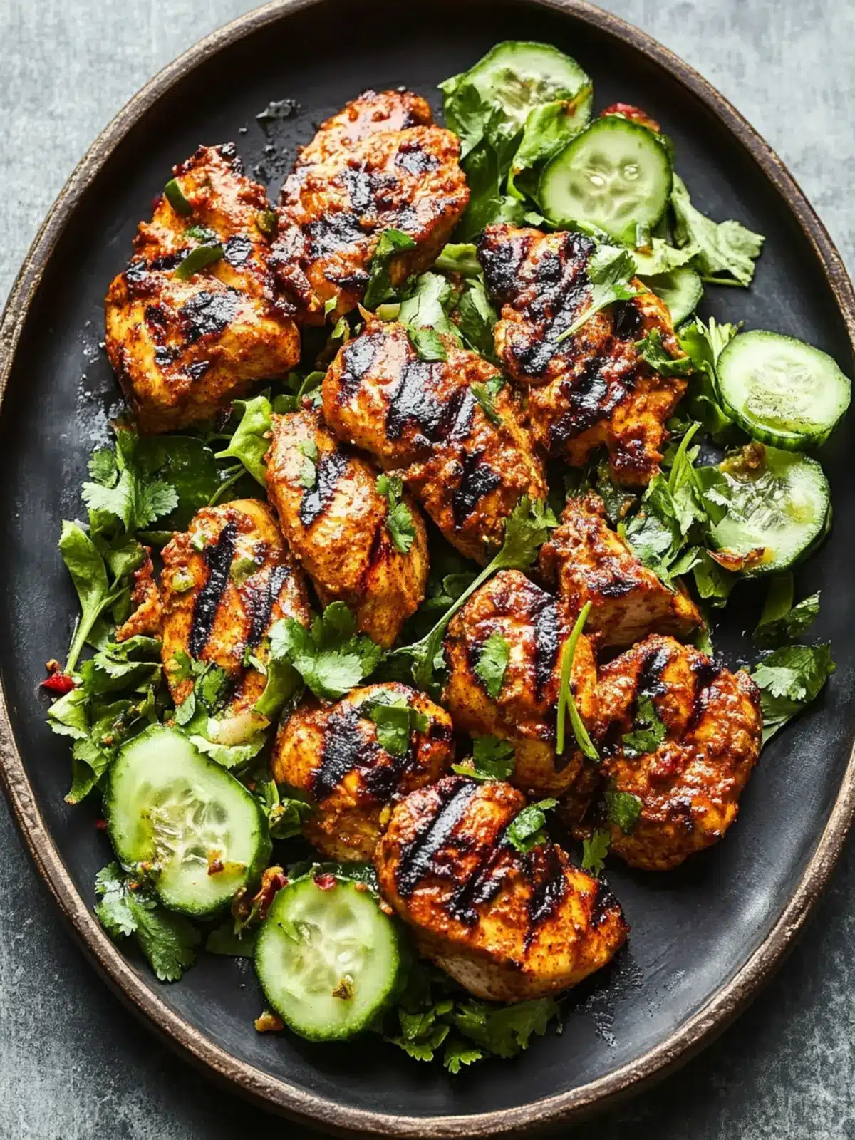 Grilled Curry Chicken with Smashed Cucumber Salad Bliss 5 Grilled Curry Chicken with Smashed Cucumber Salad
