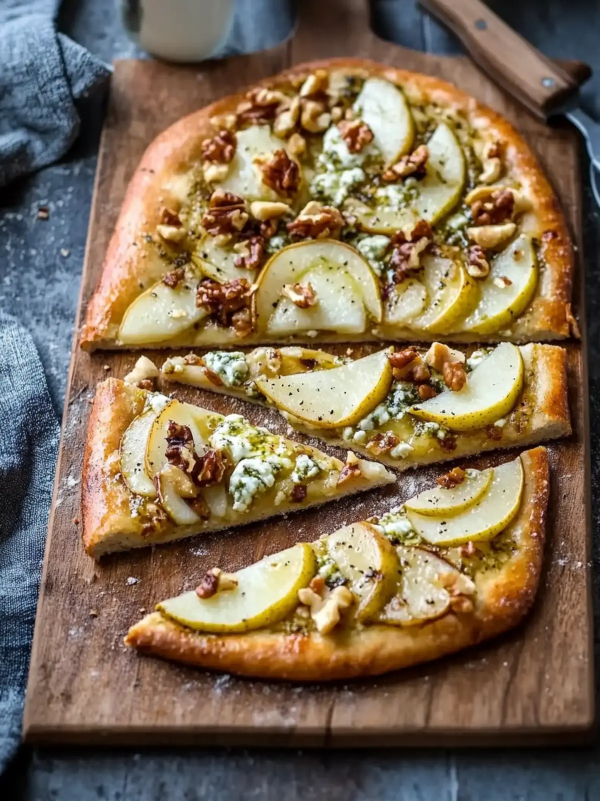 Delicious Italian Flatbread with Pear, Walnut, and Gorgonzola Recipe 2 Italian flatbread with pear, walnut and gorgonzola