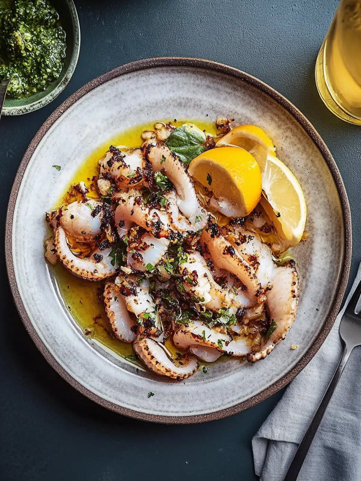 Savor Barbecued Calamari with Salmoriglio Italian Dressing 2 Barbecued calamari with salmoriglio (Italian dressing)