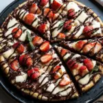 Decadent Brownie Pizza with Creamy Frosting & Strawberries 6 Brownie Pizza