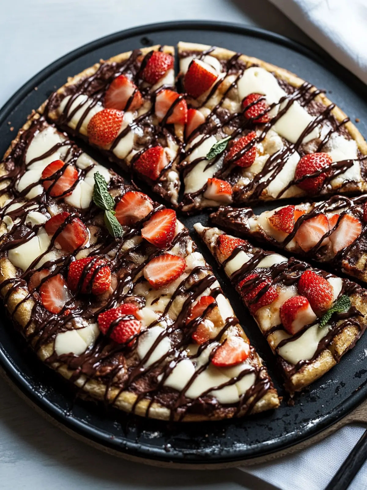 Decadent Brownie Pizza with Creamy Frosting & Strawberries 5 Brownie Pizza