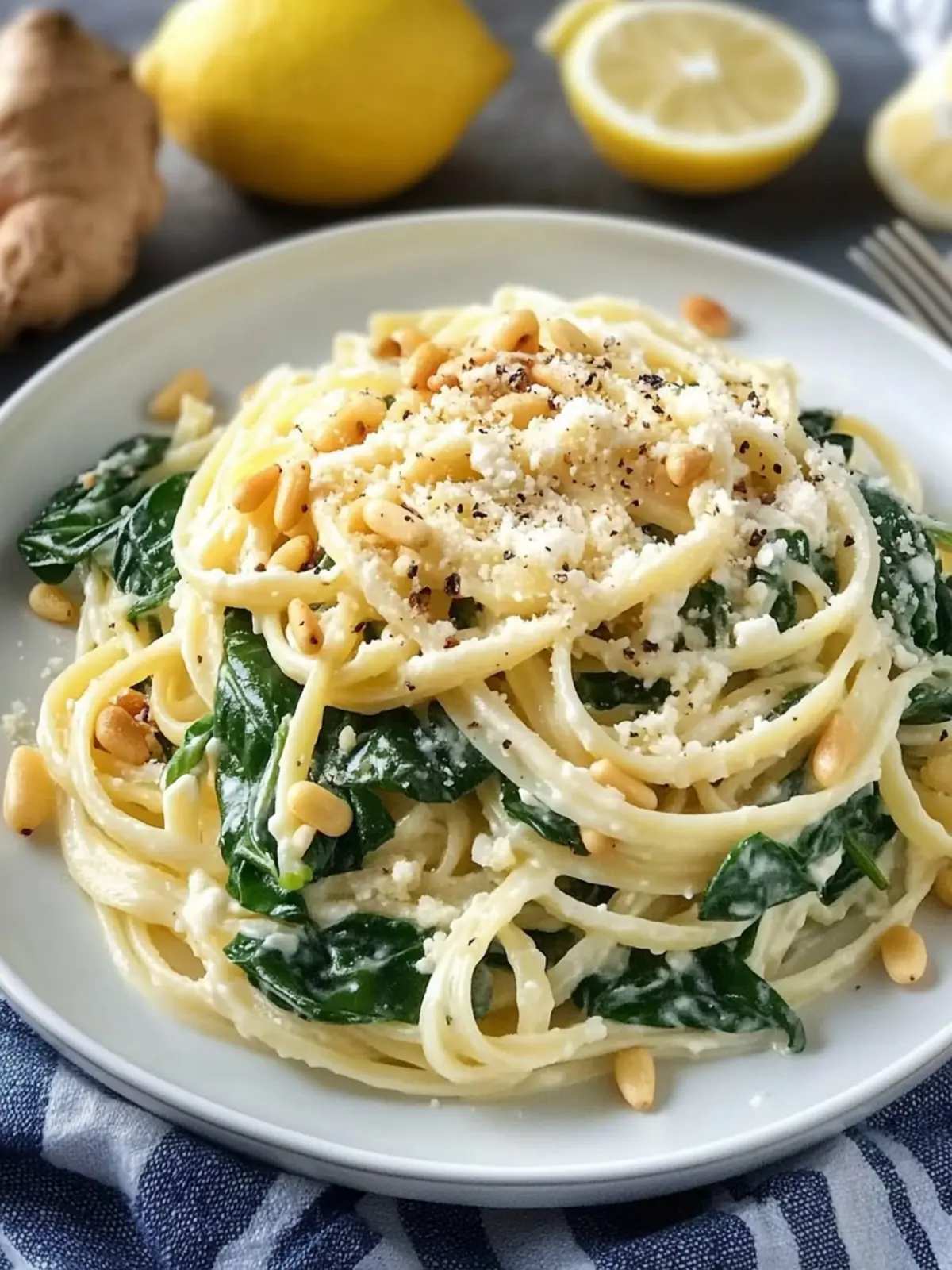 Lemon Ricotta Pasta with Spinach and Pine Nuts in 30 Minutes 4 Lemon Ricotta Pasta with Spinach and Toasted Pine Nuts