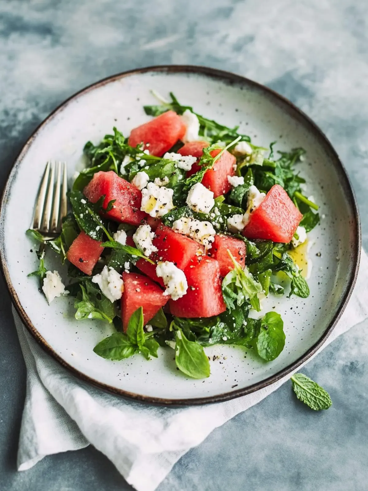 Cool Watermelon Salad with Goat Cheese, Watercress & Mint 2 Watermelon Salad with Goat Cheese, Watercress and Mint