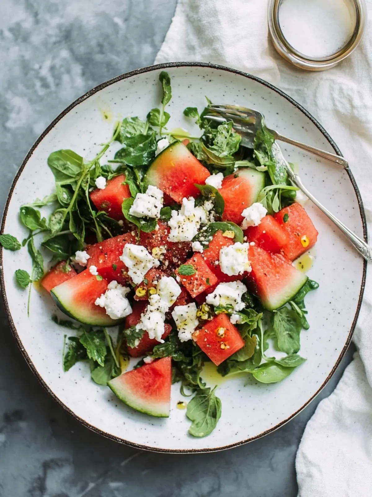 Cool Watermelon Salad with Goat Cheese, Watercress & Mint 4 Watermelon Salad with Goat Cheese, Watercress and Mint