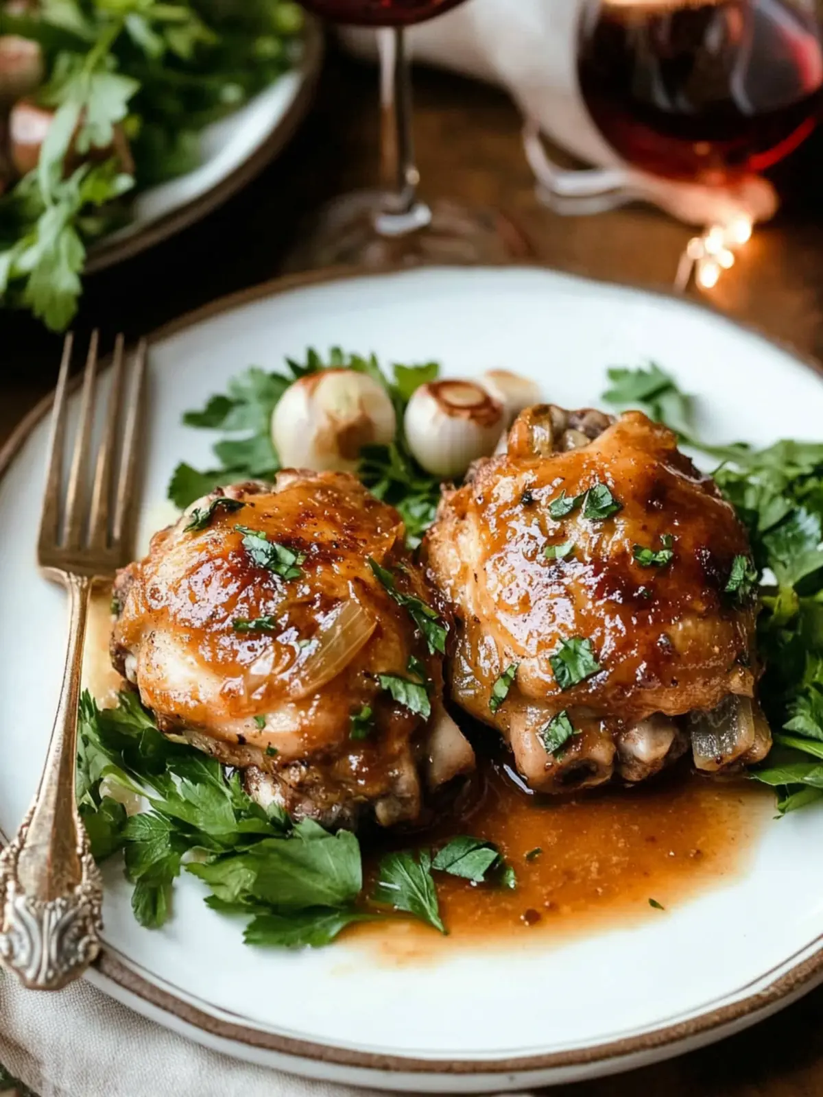 Savor Juicy Chicken Thighs with Shallots in Red Wine Vinegar 5 Chicken Thighs with Shallots in Red Wine Vinegar