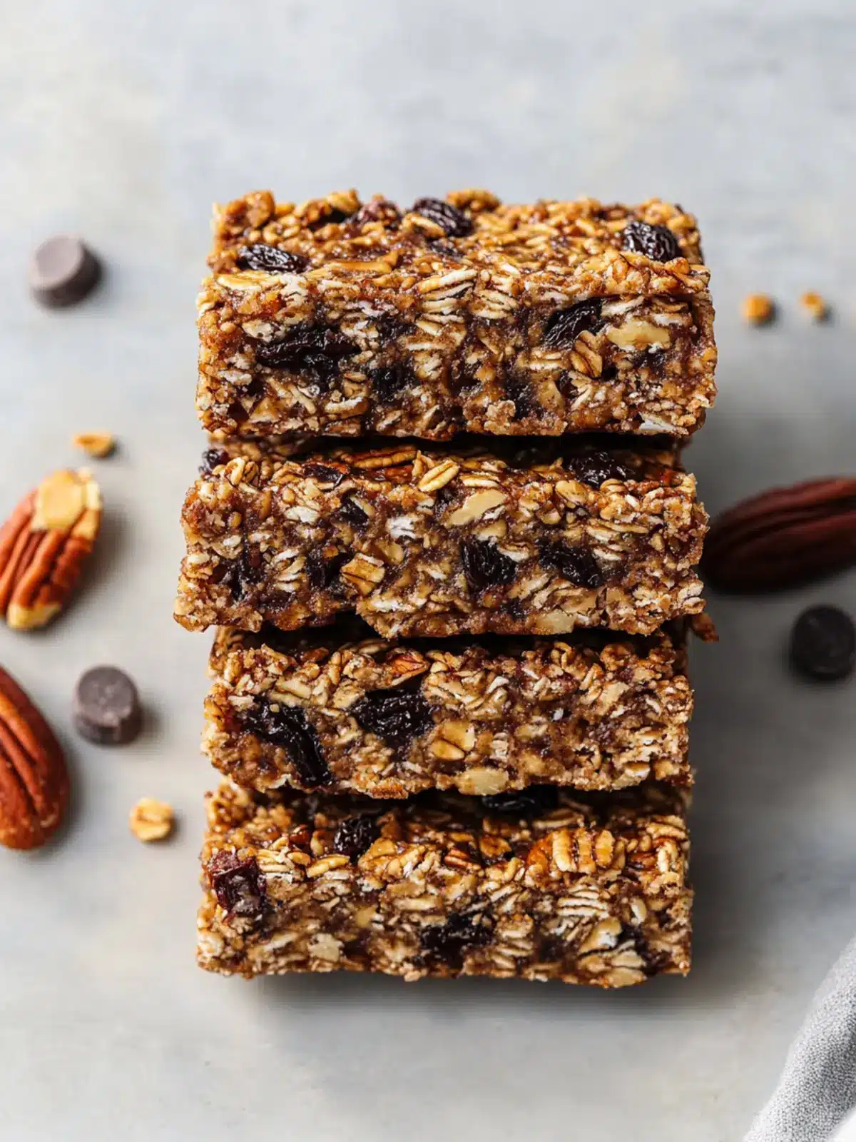 Chewy Granola Bars with Pecans, Raisins, and Chocolate Bliss 2 Chewy Granola Bars With Pecans, Raisins, and Chocolate Chips