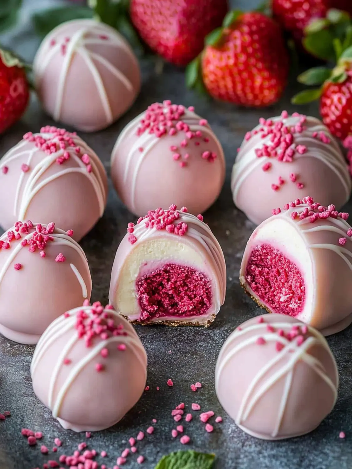 Strawberry Velvet Cheesecake Truffle Bites for Easy Celebrations 4 Strawberry Velvet Cheesecake Truffle Bites