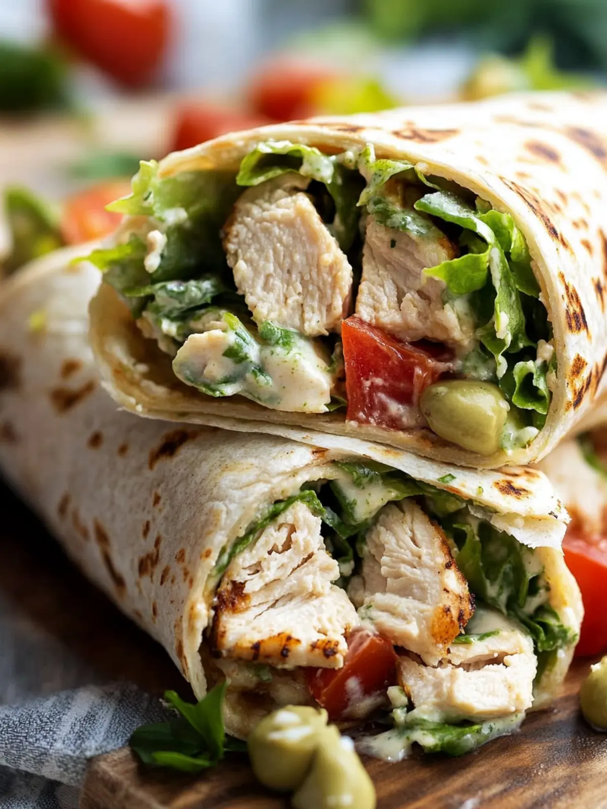 Savory Chicken Caesar Wraps with Creamy Homemade Dressing 4 Chicken Caesar Wrap