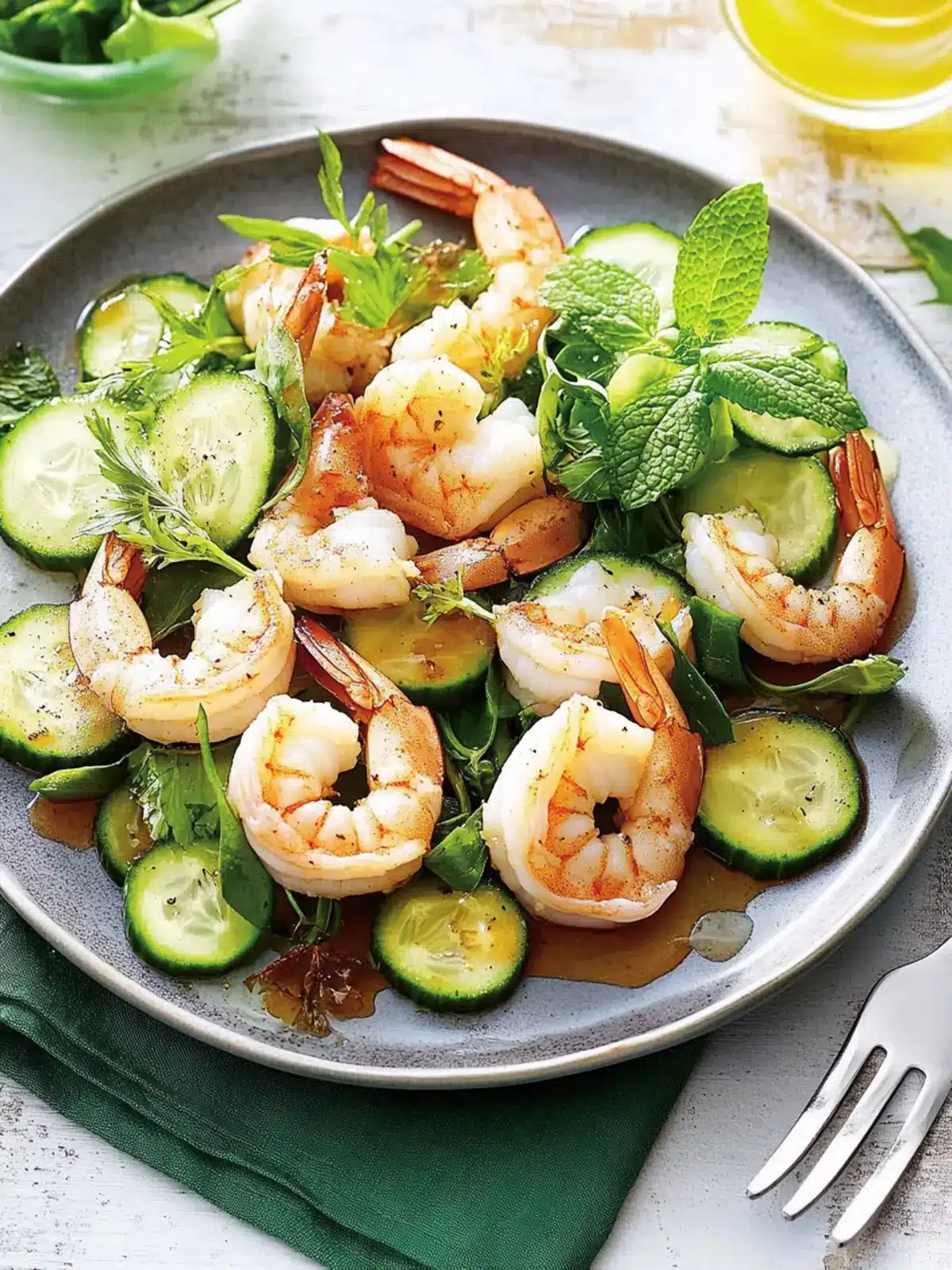 Chargrilled Prawns with Cucumber and Mint Salad Delight 3 Chargrilled prawns with cucumber and mint salad