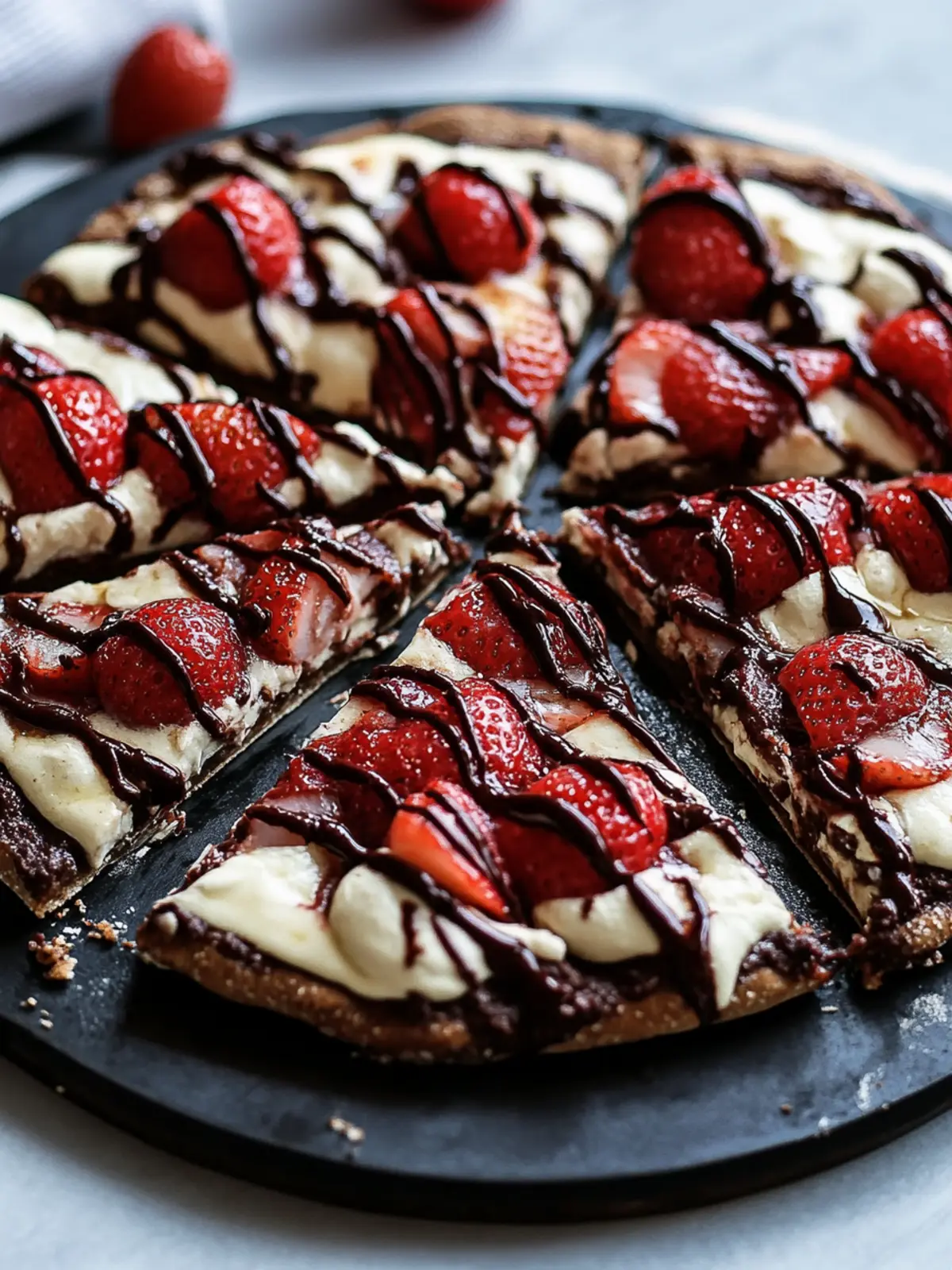 Decadent Brownie Pizza with Creamy Frosting & Strawberries 4 Brownie Pizza