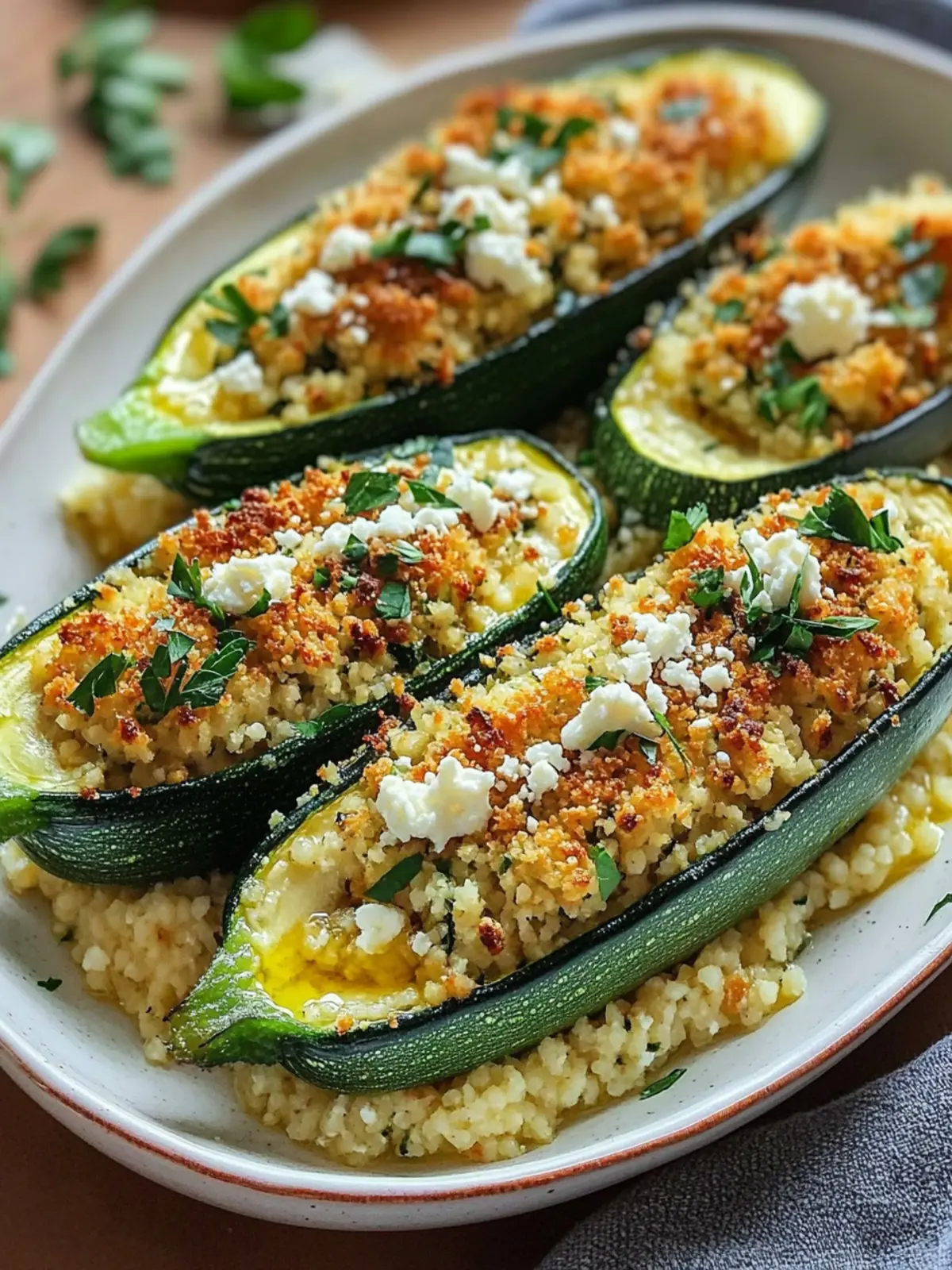 Stuffed Zucchini with Couscous and Feta for Easy Weeknight Dinners 3 Stuffed zucchini, couscous, and feta