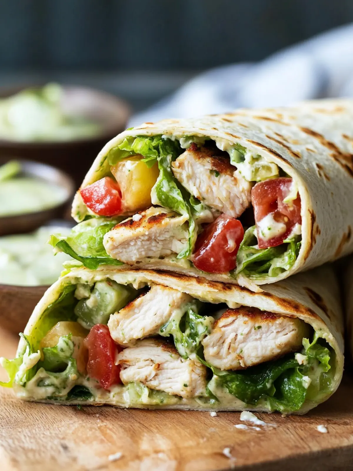 Savory Chicken Caesar Wraps with Creamy Homemade Dressing 2 Chicken Caesar Wrap