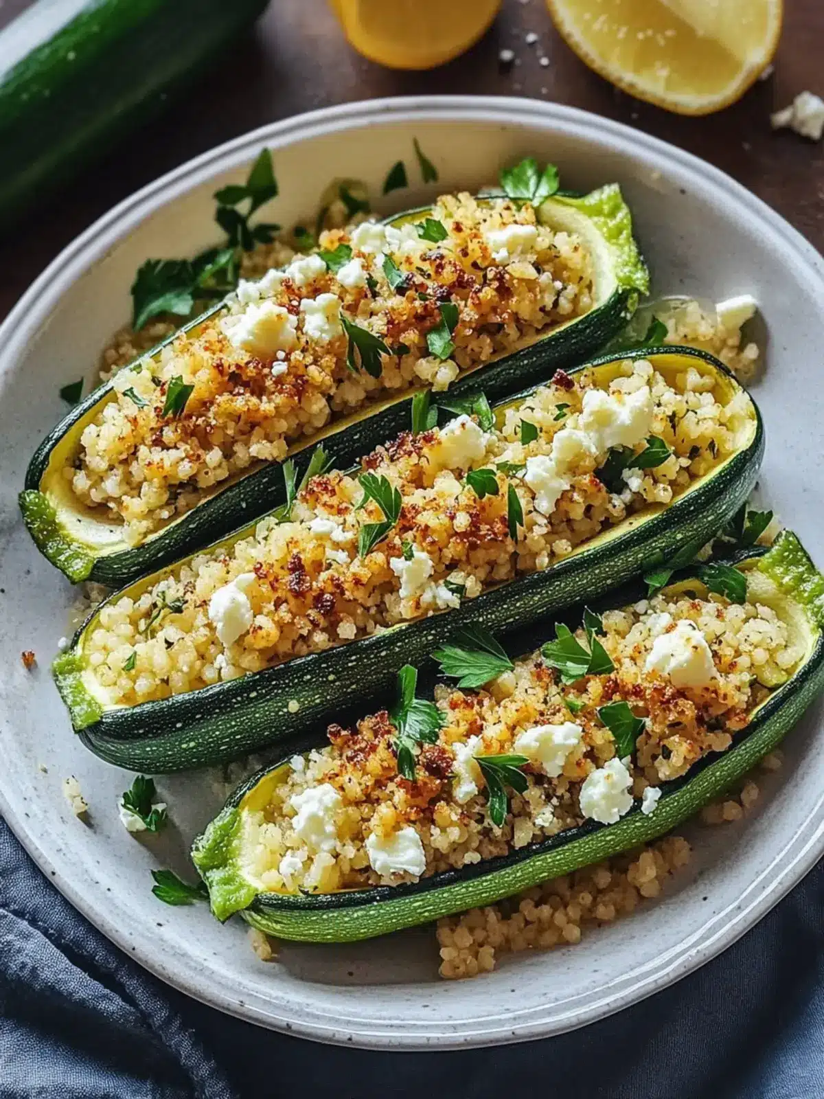 Stuffed Zucchini with Couscous and Feta for Easy Weeknight Dinners 2 Stuffed zucchini, couscous, and feta