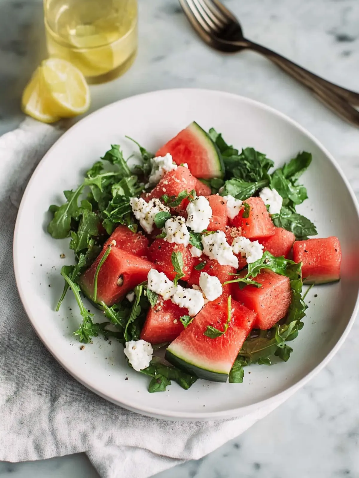 Cool Watermelon Salad with Goat Cheese, Watercress & Mint 5 Watermelon Salad with Goat Cheese, Watercress and Mint