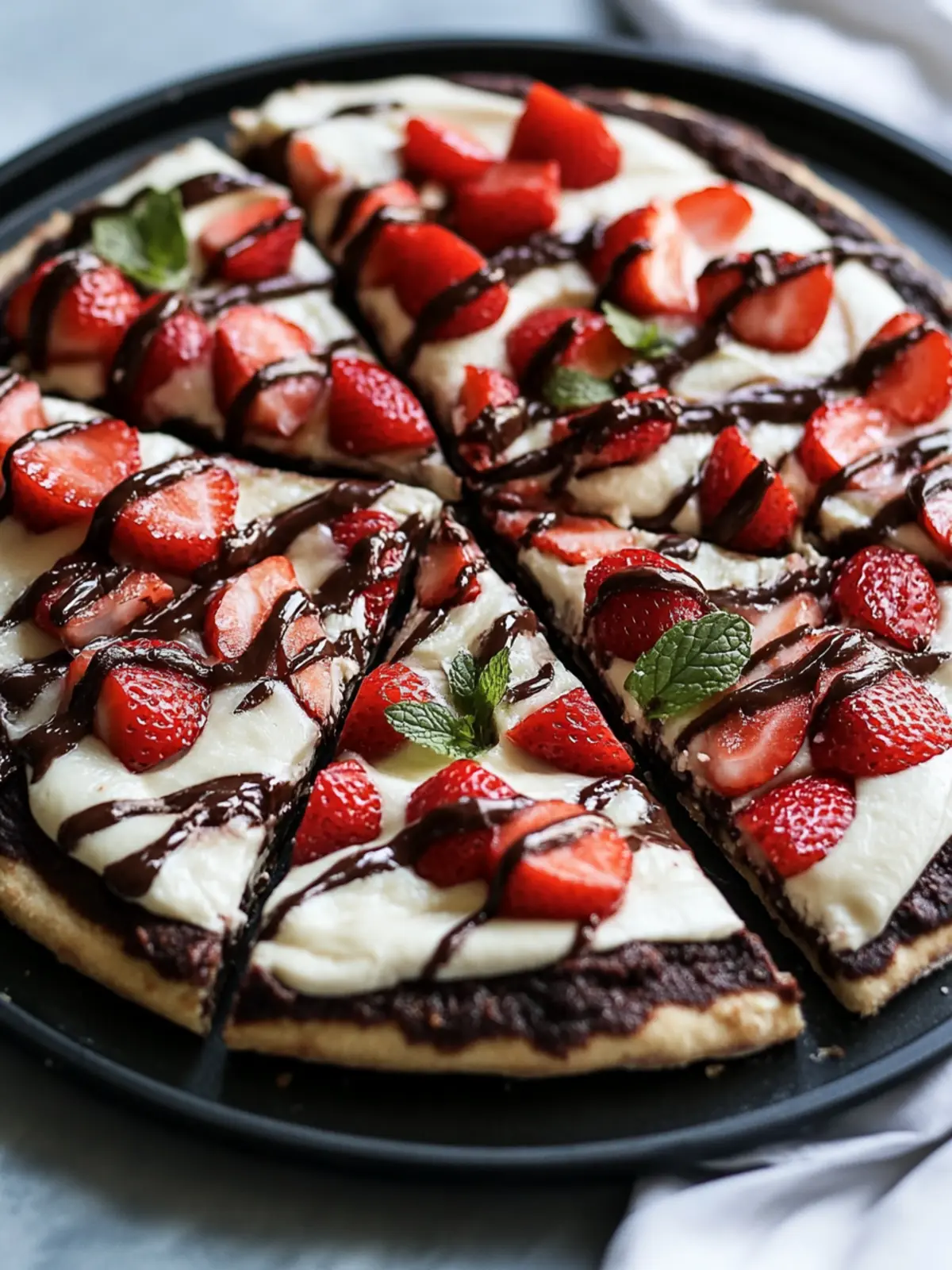 Decadent Brownie Pizza with Creamy Frosting & Strawberries 3 Brownie Pizza