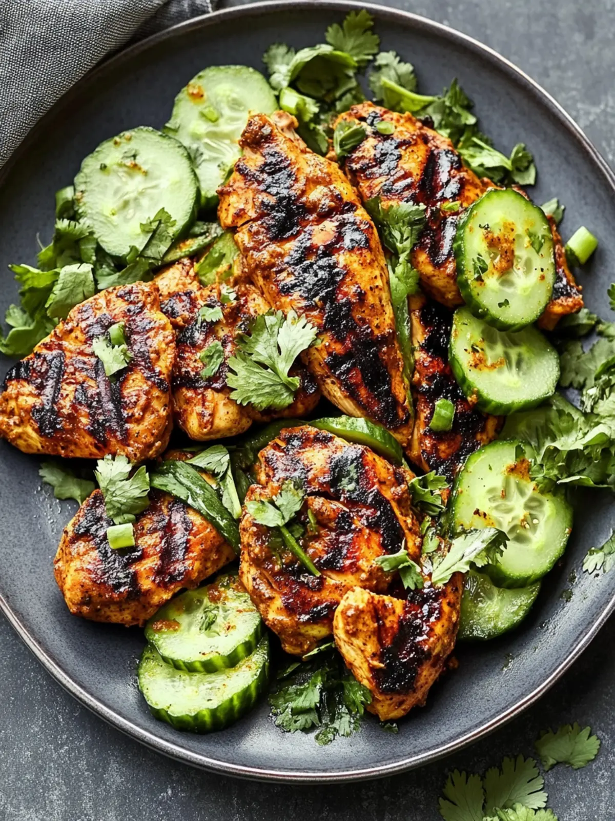 Grilled Curry Chicken with Smashed Cucumber Salad Bliss 4 Grilled Curry Chicken with Smashed Cucumber Salad