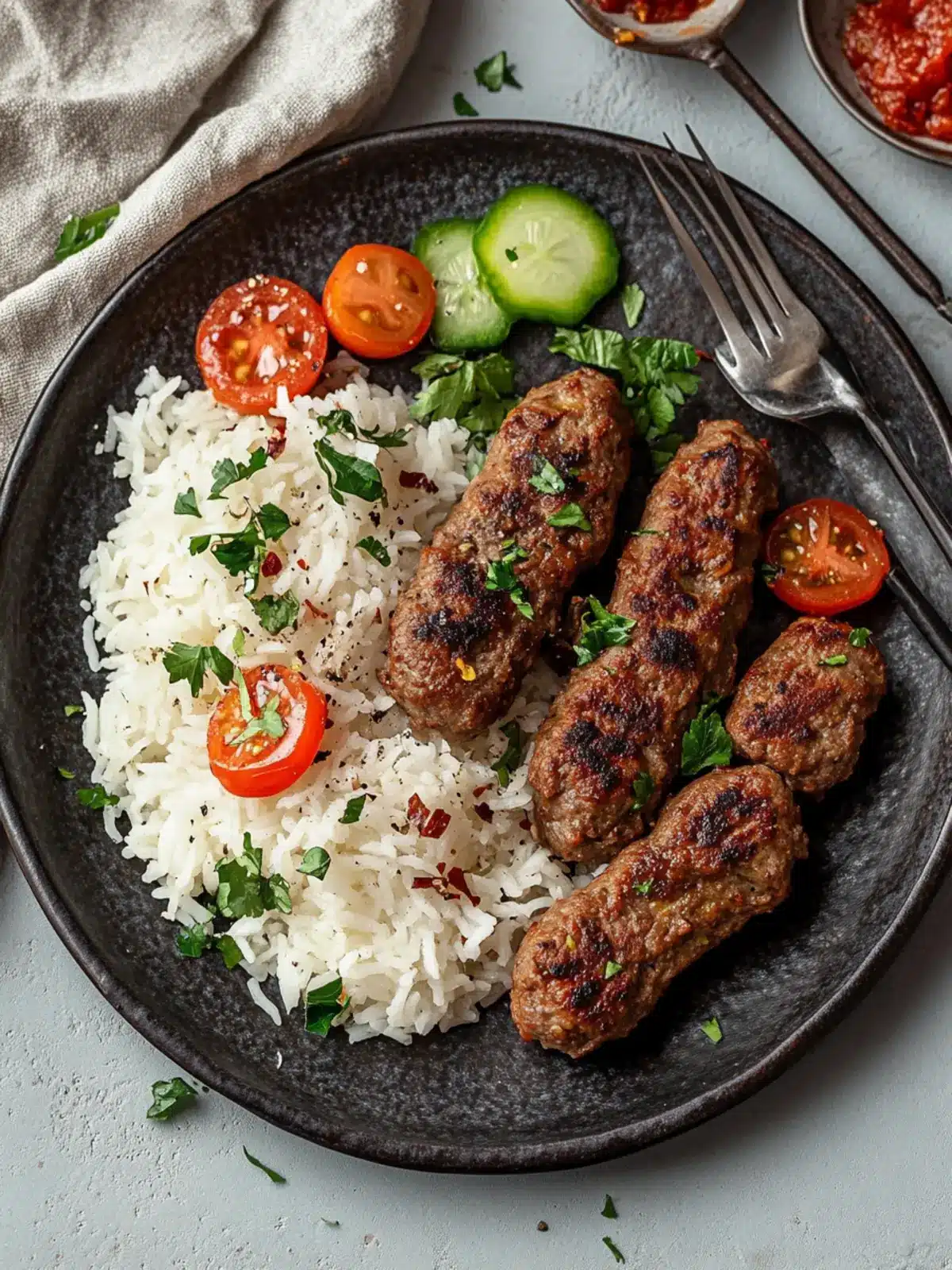 Savory Cevapcici with Rice: A Flavorful Balkan Delight 4 Cevapcici with rice