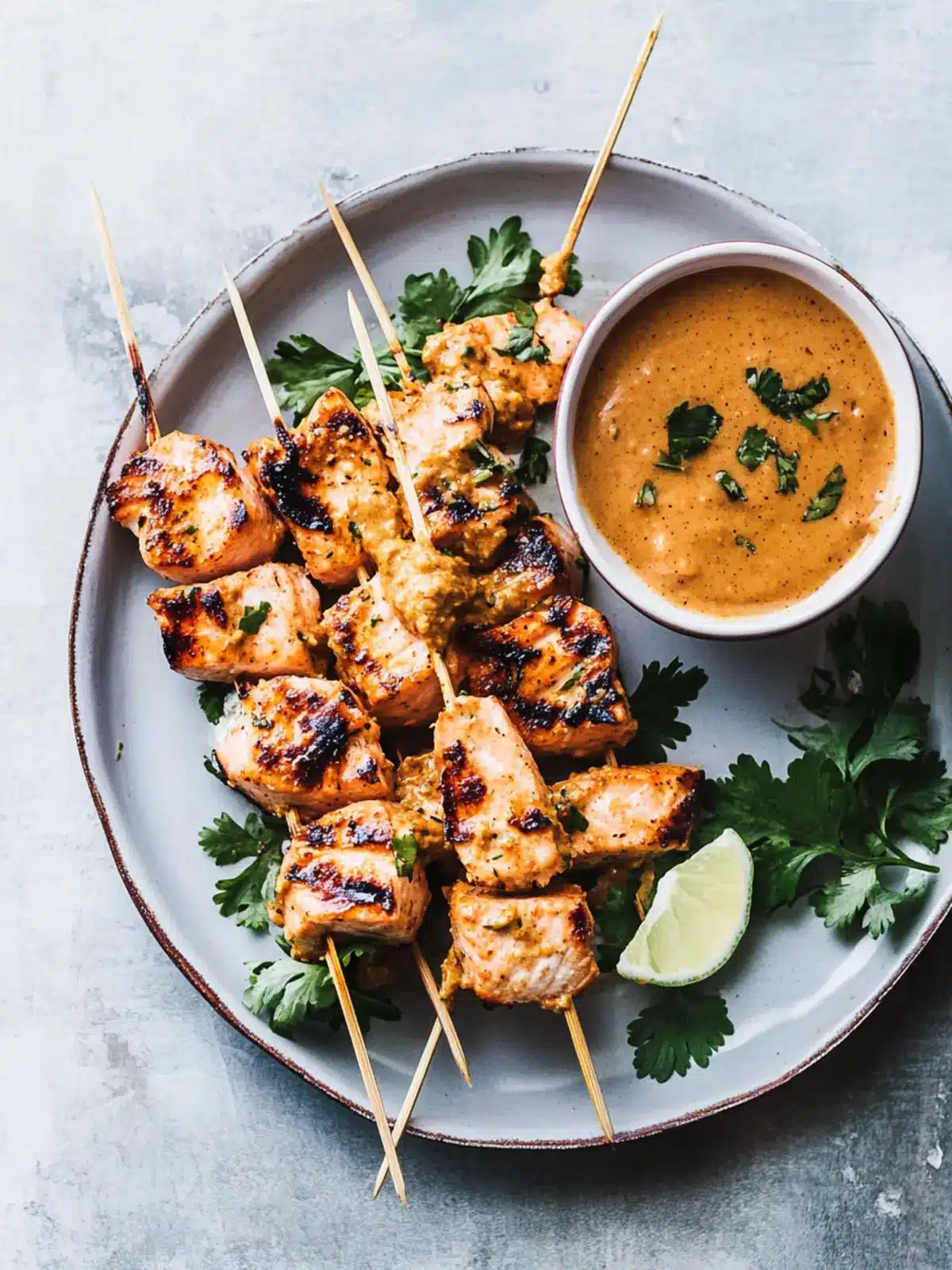 Grilled Coconut Salmon Skewers with Peanut Sauce for Summer Fun 3 Grilled Coconut Salmon Skewers with Peanut Sauce