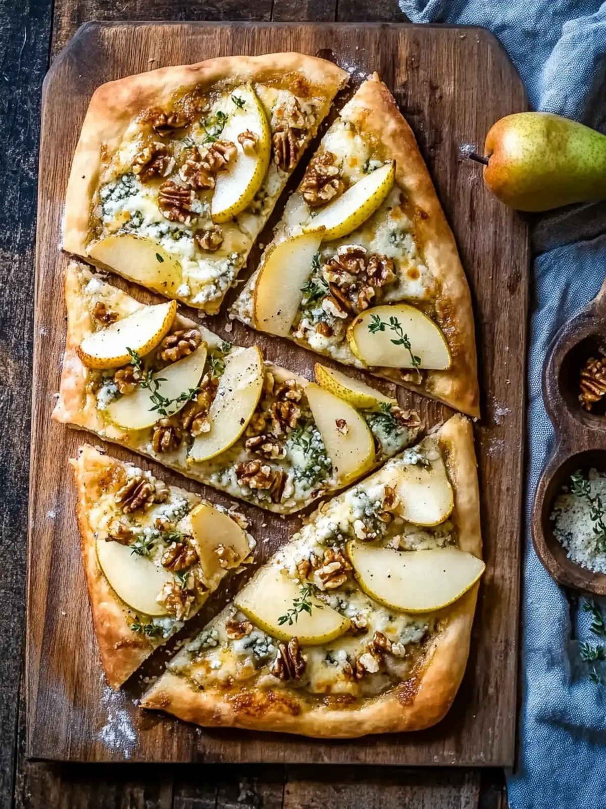 Delicious Italian Flatbread with Pear, Walnut, and Gorgonzola Recipe 4 Italian flatbread with pear, walnut and gorgonzola