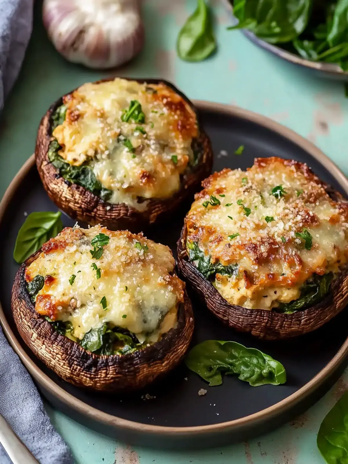 Mouthwatering Chicken and Spinach Stuffed Portobello Delights 2 Mouthwatering Chicken and Spinach Stuffed Portobello Mushrooms