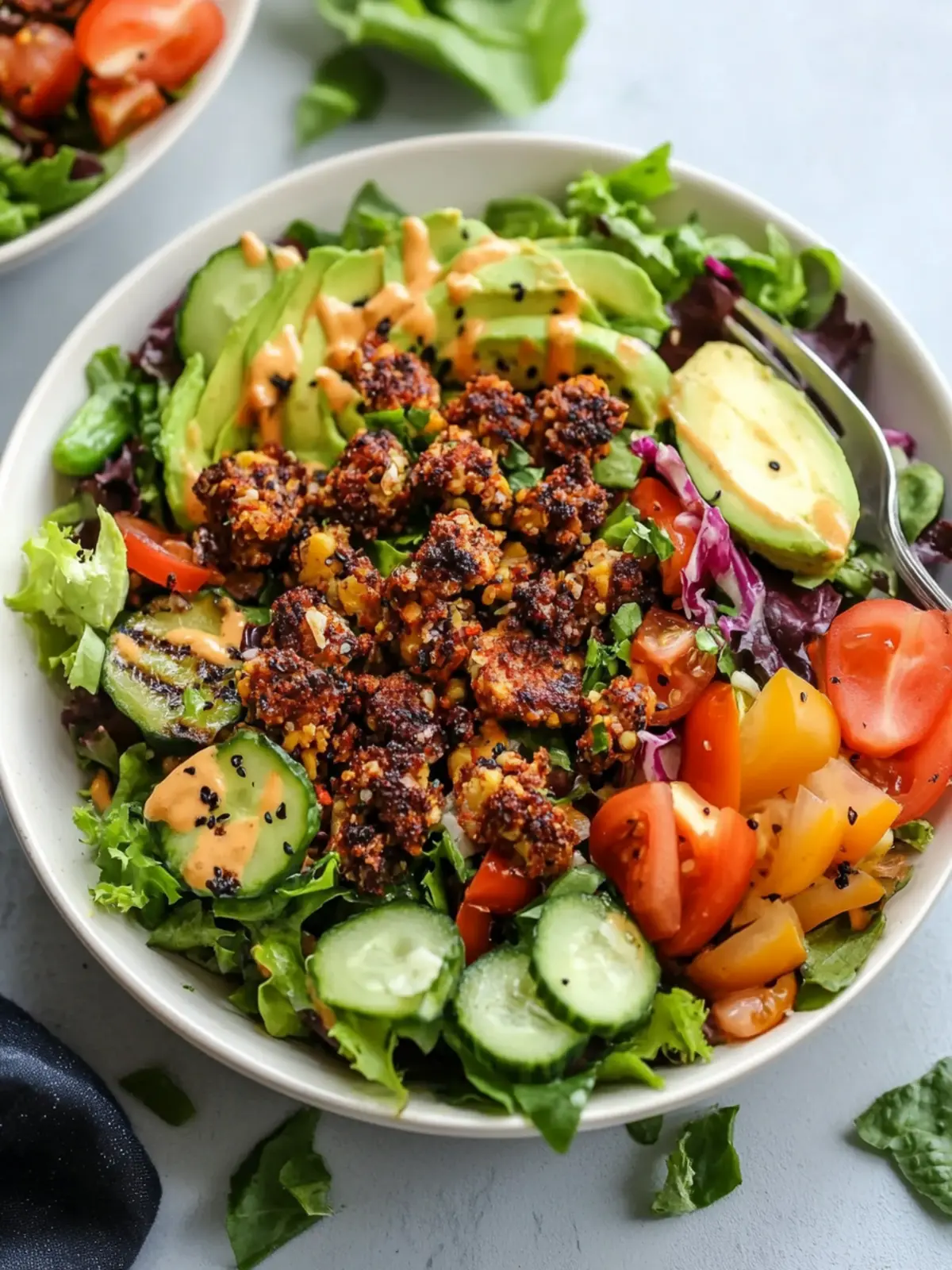 Vibrant Loaded Veggie Burger Salad: Healthy & Gluten Free! 2 Loaded Veggie Burger Salad (Vegetarian + Gluten Free)