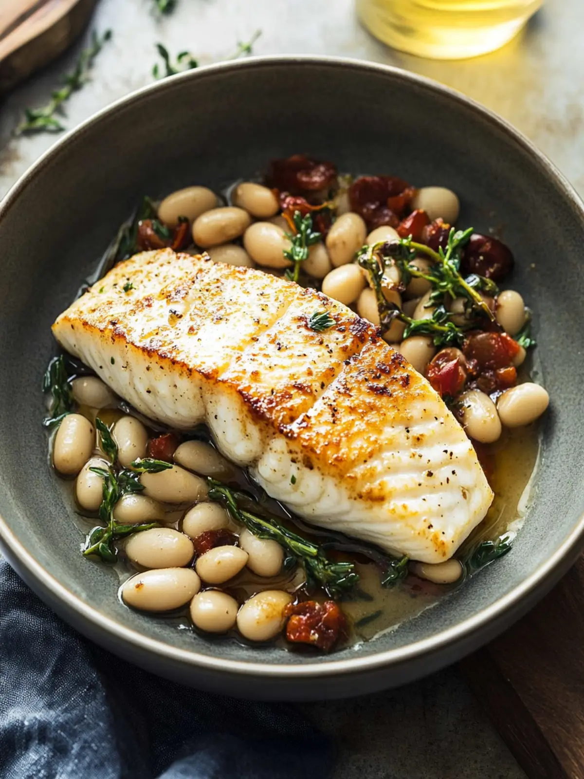 Pan Seared Halibut with White Beans: A Flavorful Dinner Delight 2 Pan Seared Halibut with White Beans