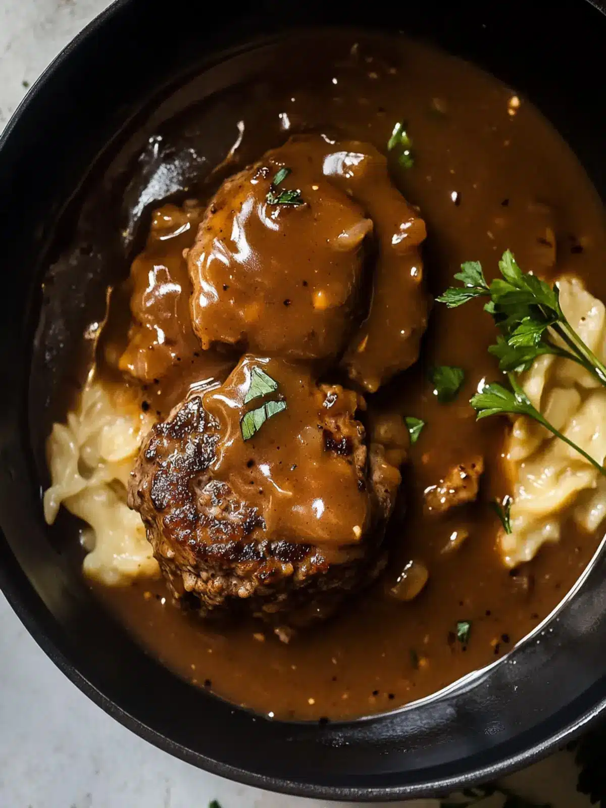 Savor Homemade Hamburger Steak and Gravy Gluten Free Magic 4 Hamburger Steak and Gravy {gluten free}