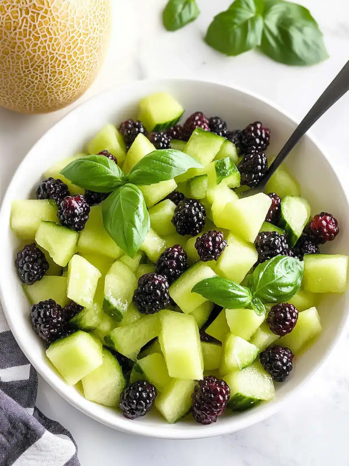 Refreshing Blackberry Honeydew Salad with Basil Bliss 4 Blackberry Honeydew Salad with Basil