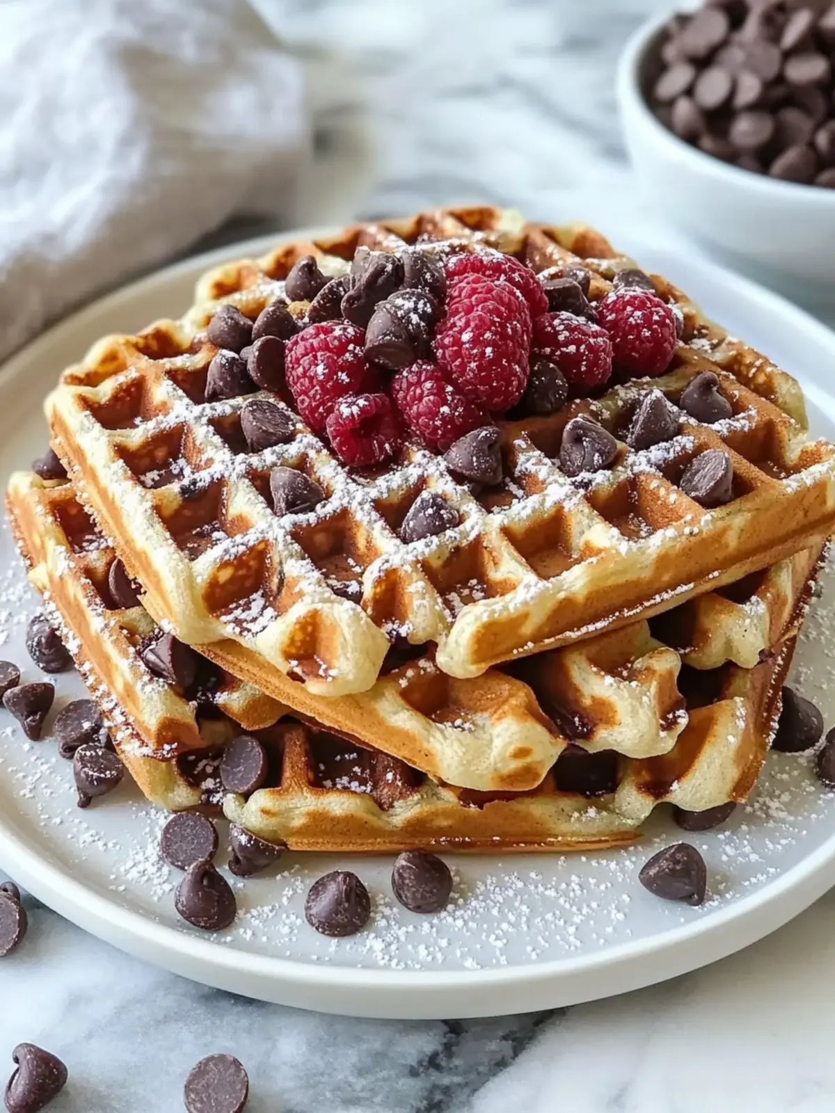 Chocolate Chip Protein Waffles: 25g Protein for Busy Mornings 3 Chocolate Chip Protein Waffles 25g Protein Easy Freezer Breakfast