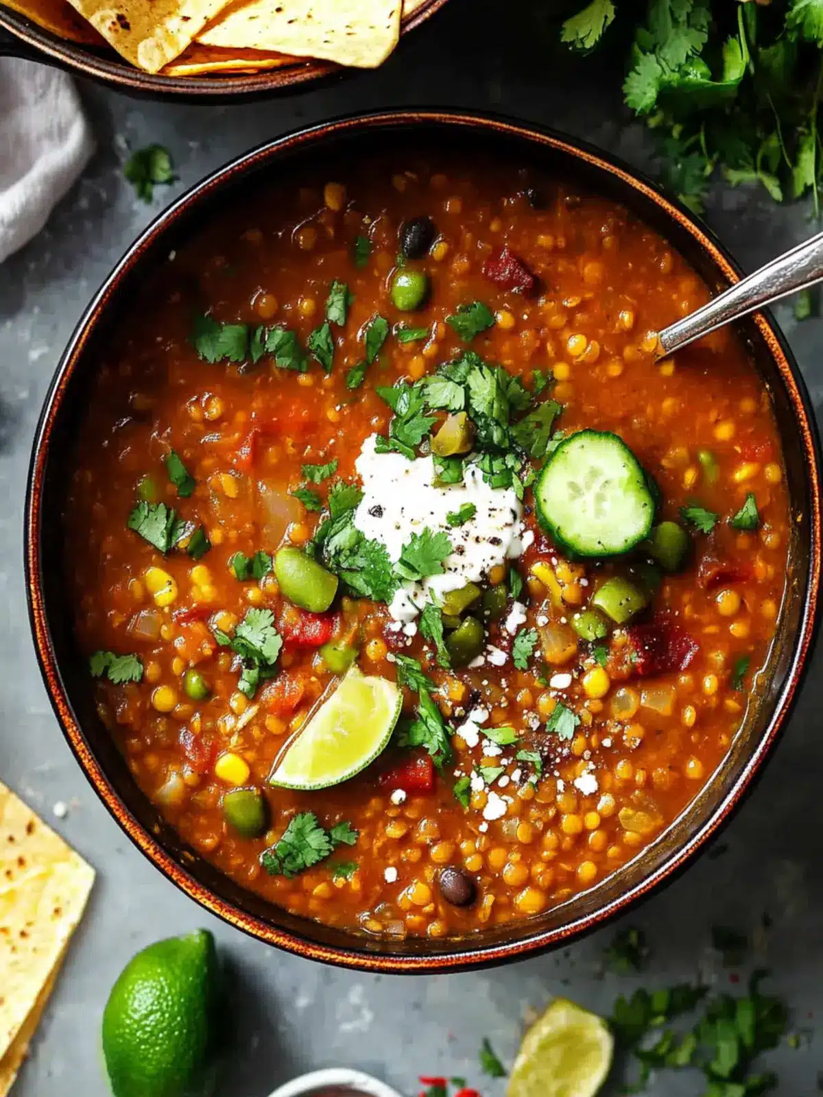 Hearty Vegan Lentil Tortilla Soup Ready in 20 Minutes 2 Vegan Lentil Tortilla Soup
