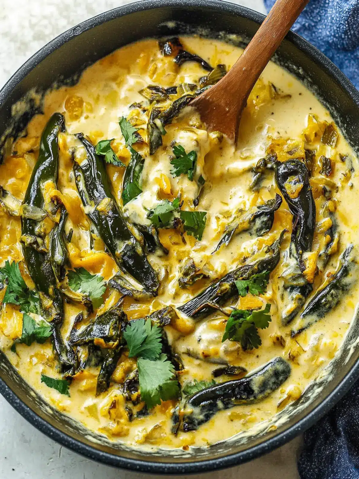 Rajas Poblanas: Cozy Roasted Poblano Strips in Cream Sauce 3 Rajas Poblanas (Roasted Poblano Strips in Cream Sauce)