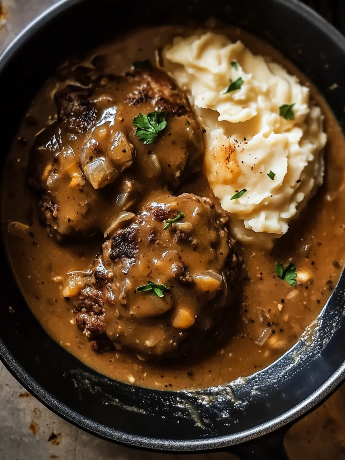 Savor Homemade Hamburger Steak and Gravy Gluten Free Magic 3 Hamburger Steak and Gravy {gluten free}