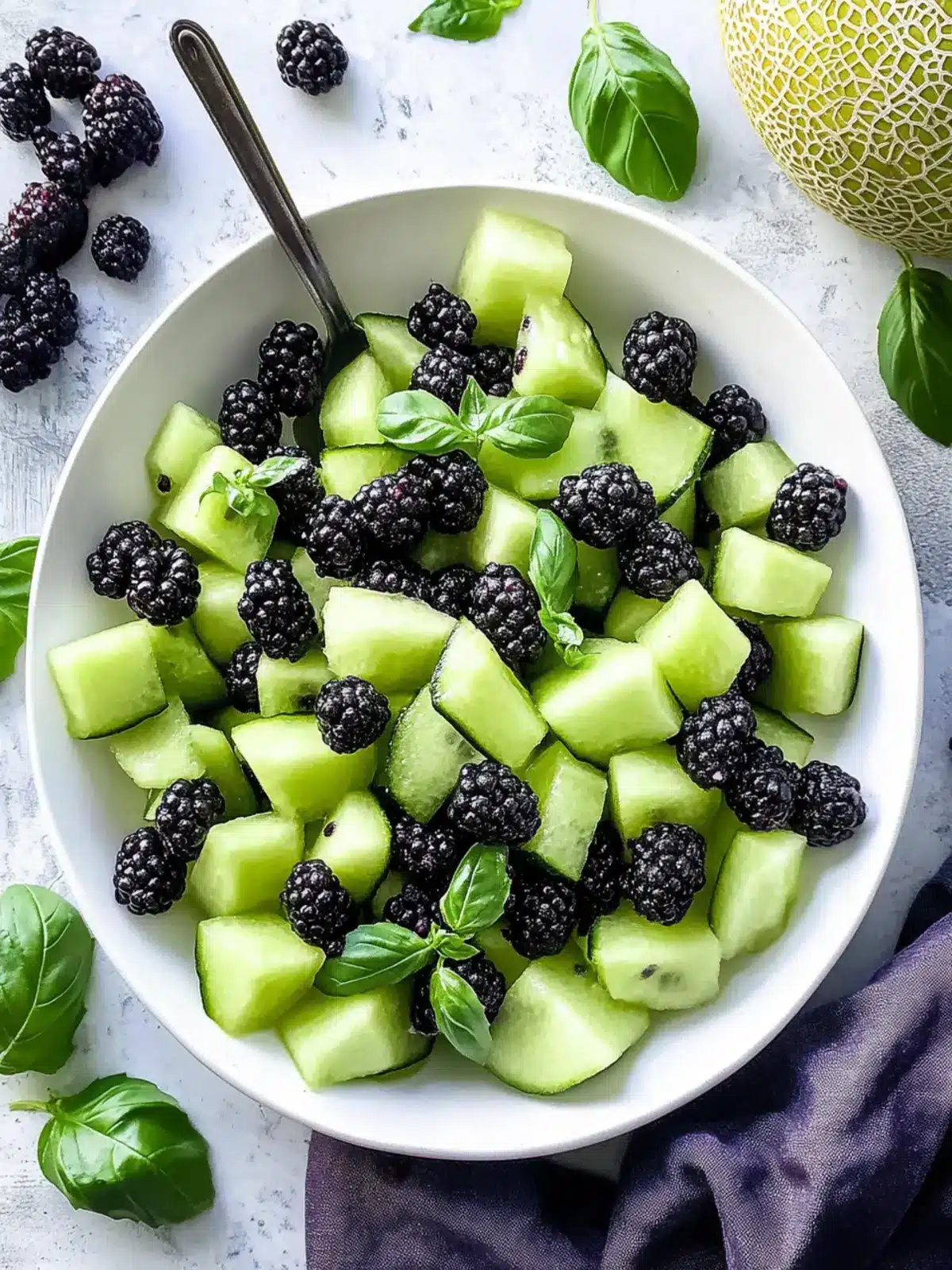 Refreshing Blackberry Honeydew Salad with Basil Bliss 2 Blackberry Honeydew Salad with Basil