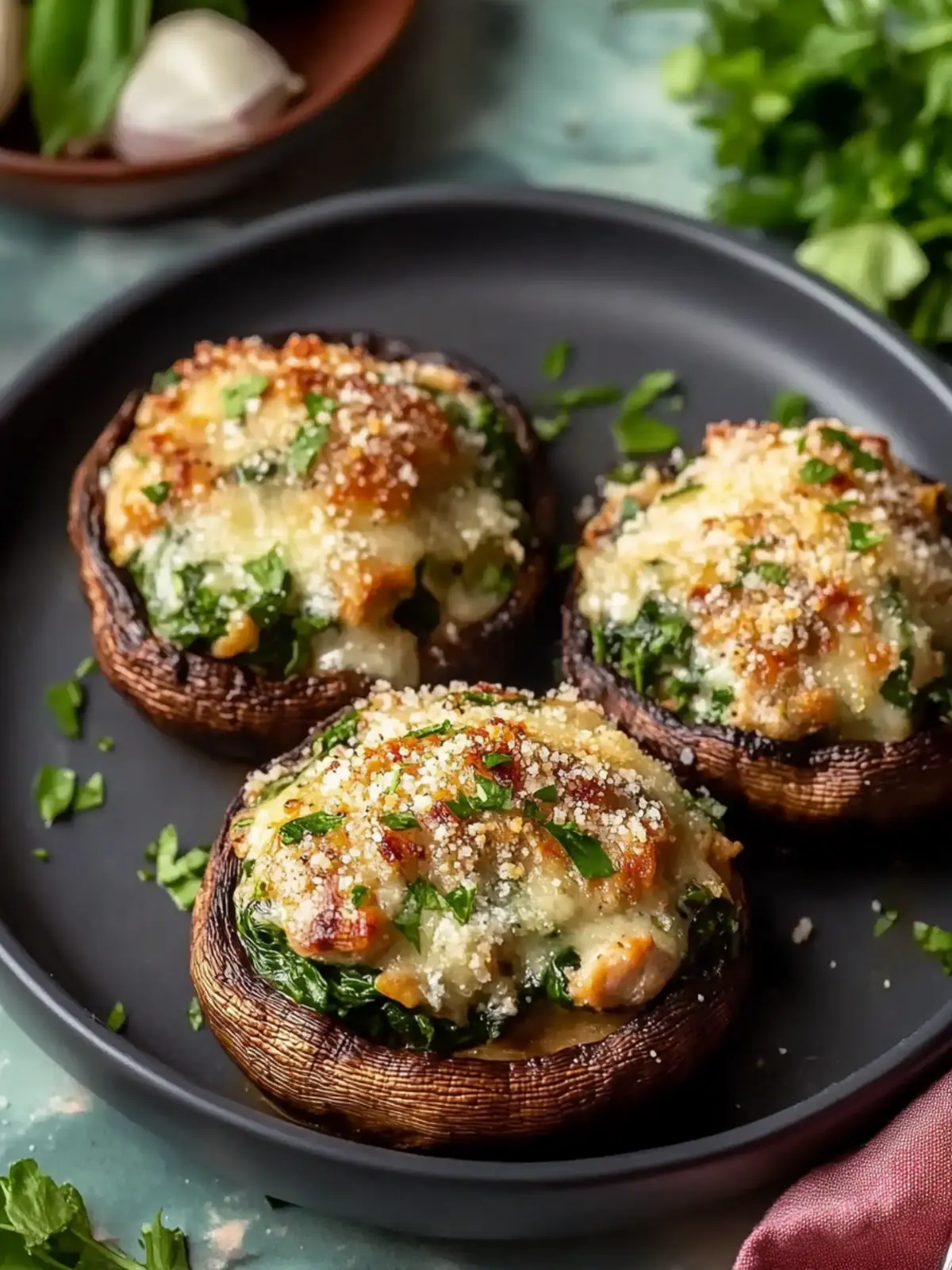 Mouthwatering Chicken and Spinach Stuffed Portobello Delights 3 Mouthwatering Chicken and Spinach Stuffed Portobello Mushrooms