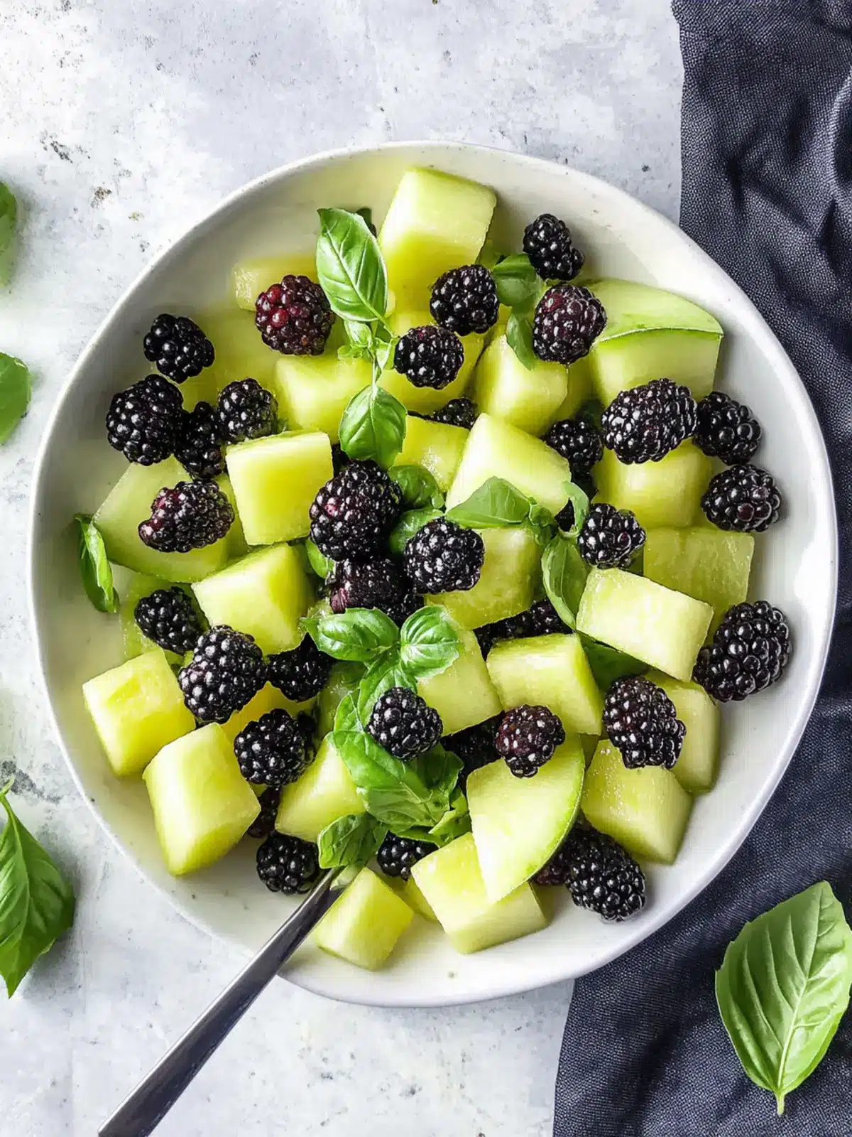 Refreshing Blackberry Honeydew Salad with Basil Bliss 3 Blackberry Honeydew Salad with Basil