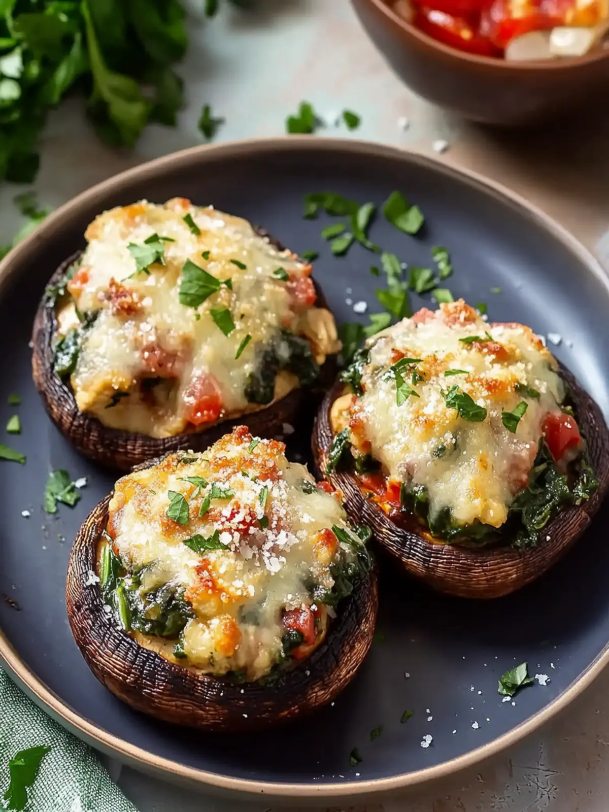 Mouthwatering Chicken and Spinach Stuffed Portobello Delights 4 Mouthwatering Chicken and Spinach Stuffed Portobello Mushrooms