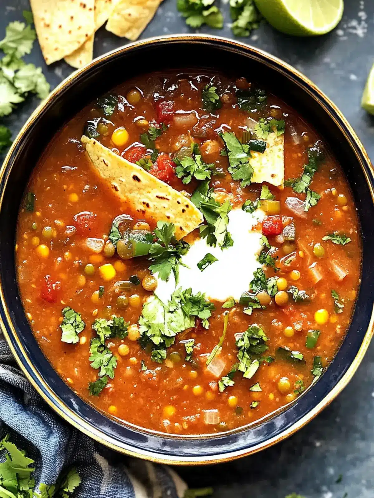Hearty Vegan Lentil Tortilla Soup Ready in 20 Minutes 4 Vegan Lentil Tortilla Soup