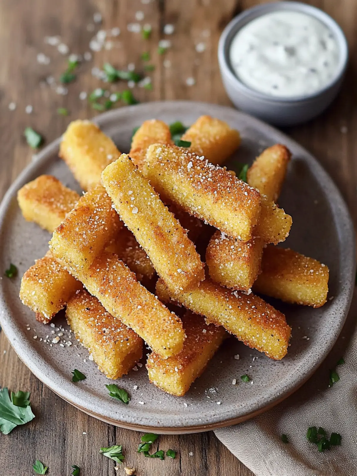 Crispy Polenta Fries: A Gluten-Free Vegan Delight! 2 Polenta Fries (Gluten-Free, Vegan Recipe
