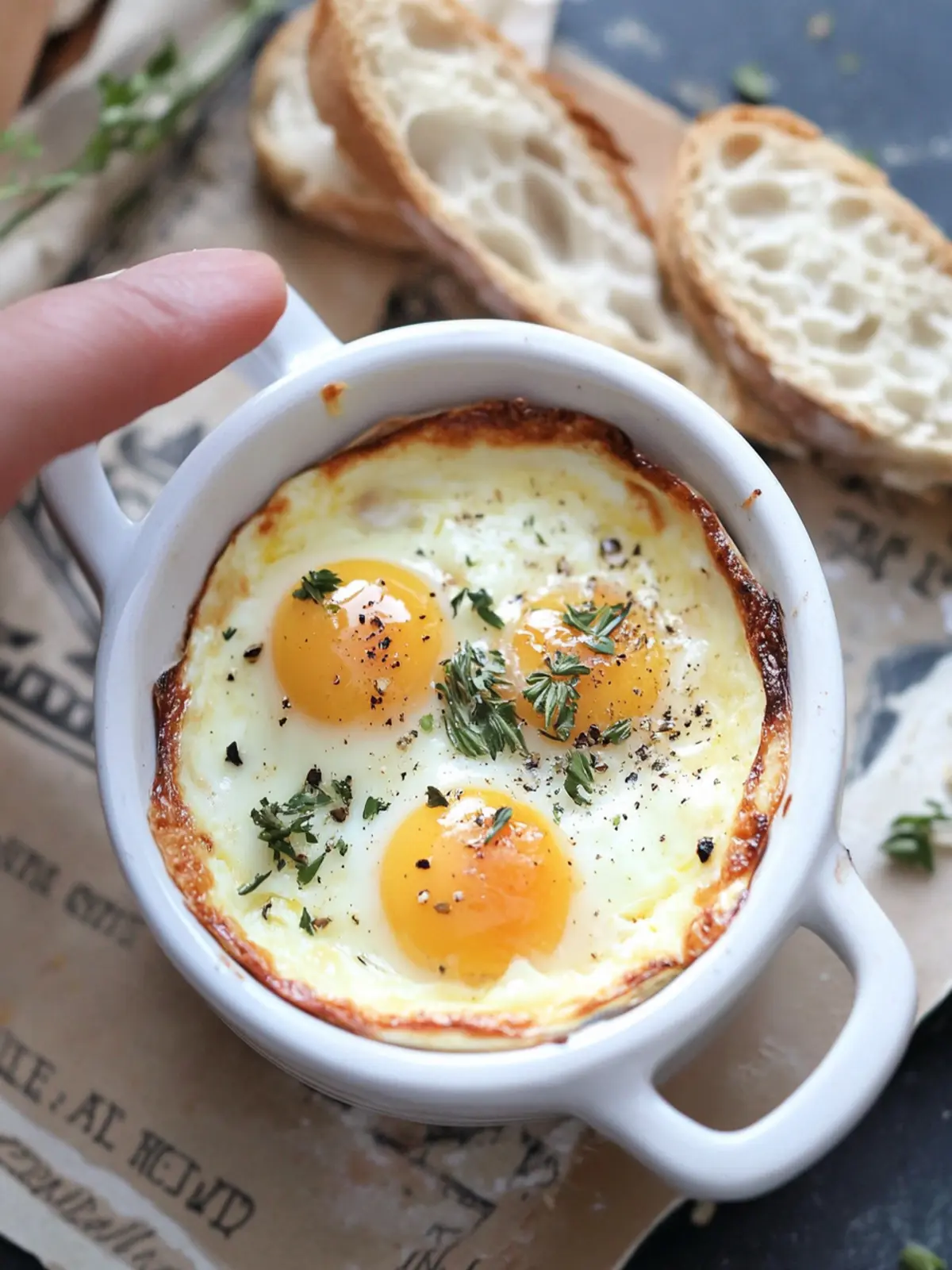 Savory French Baked Eggs in Oven for a Cozy Brunch Treat 2 French Baked Eggs in Oven (Shirred Eggs/Oeufs Cocotte)