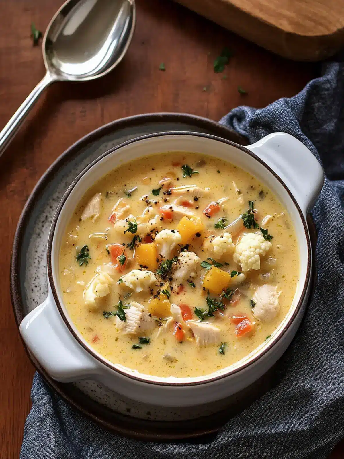 Creamy Chicken Cauliflower Cheddar Chowder for Cozy Nights 2 Chicken Cauliflower Cheddar Chowder