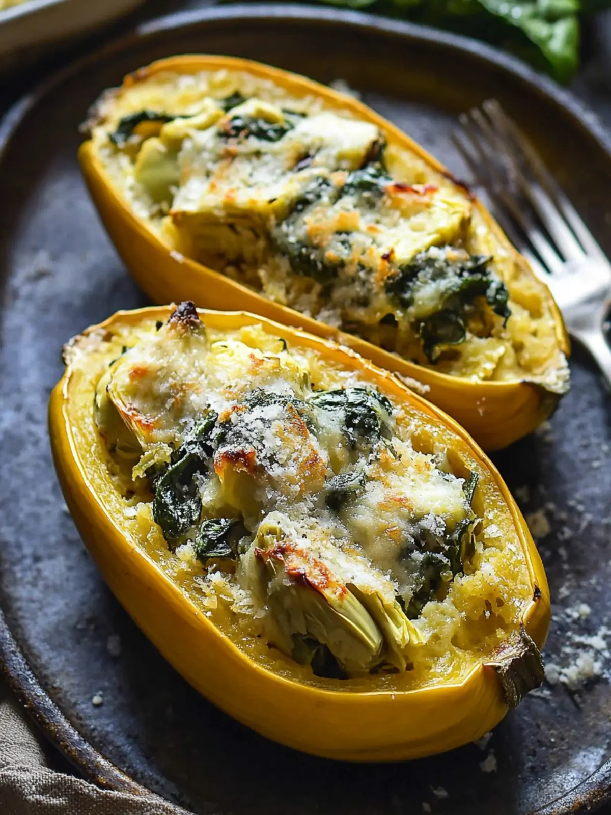 Spinach and Artichoke Stuffed Spaghetti Squash Delight 3 Spinach and Artichoke Stuffed Spaghetti Squash