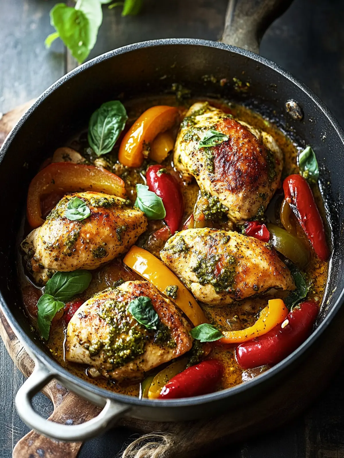 Savory Pesto Chicken with Peppers for a Comforting Dinner 2 Pesto Chicken with Peppers