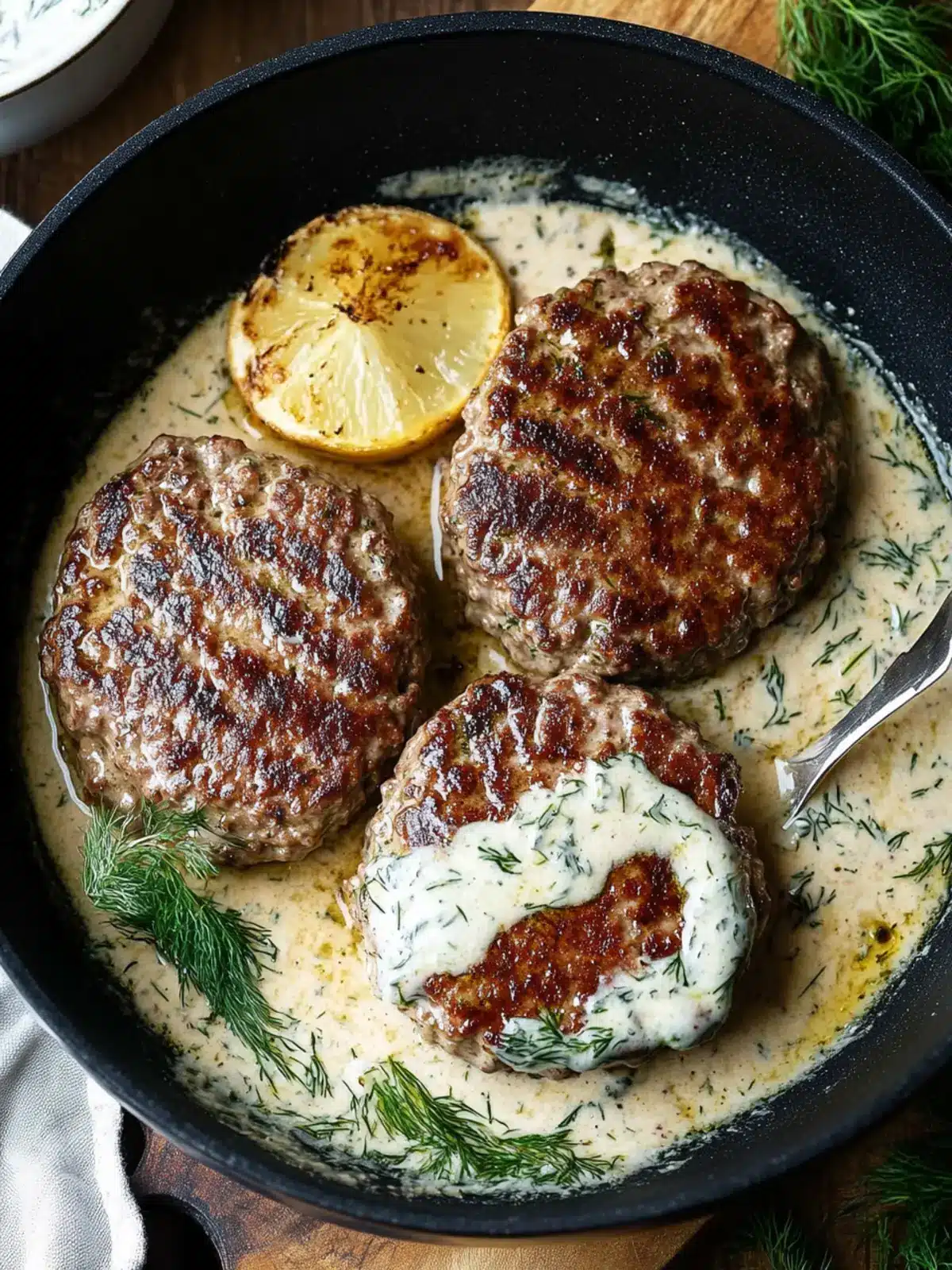 Savor Hamburger Steaks in Creamy Dill Sauce Tonight! 5 Hamburger Steaks in Creamy Dill Sauce