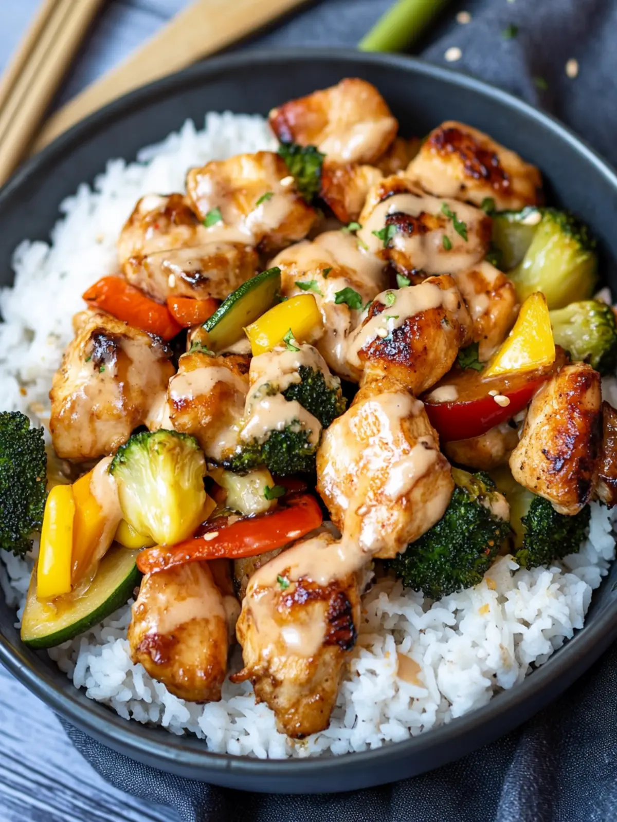 Savory Air Fryer Hibachi Chicken & Vegetables in Minutes 3 Air Fryer Hibachi Chicken & Vegetables