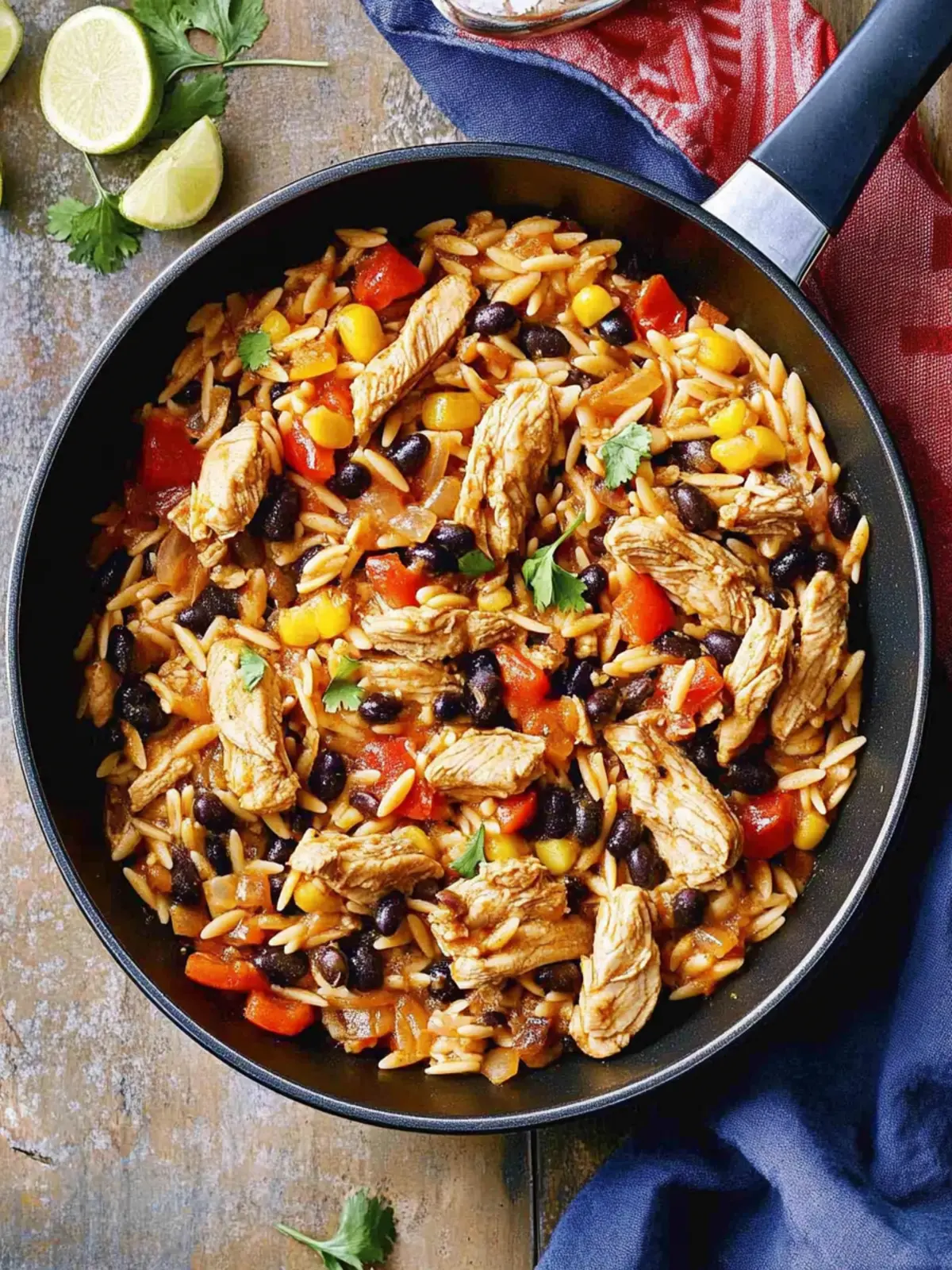 Savory Southwestern Chicken Orzo and Black Bean Skillet Joy 4 Southwestern Chicken Orzo and Black Bean Skillet