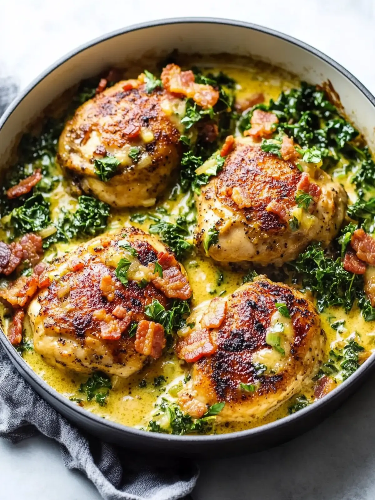 Creamy Mustard Chicken with Bacon and Kale for Flavor Lovers 4 Creamy Mustard Chicken with Bacon and Kale {Paleo, Whole30