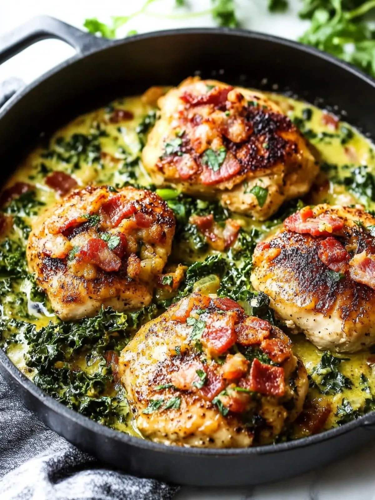 Creamy Mustard Chicken with Bacon and Kale for Flavor Lovers 2 Creamy Mustard Chicken with Bacon and Kale {Paleo, Whole30