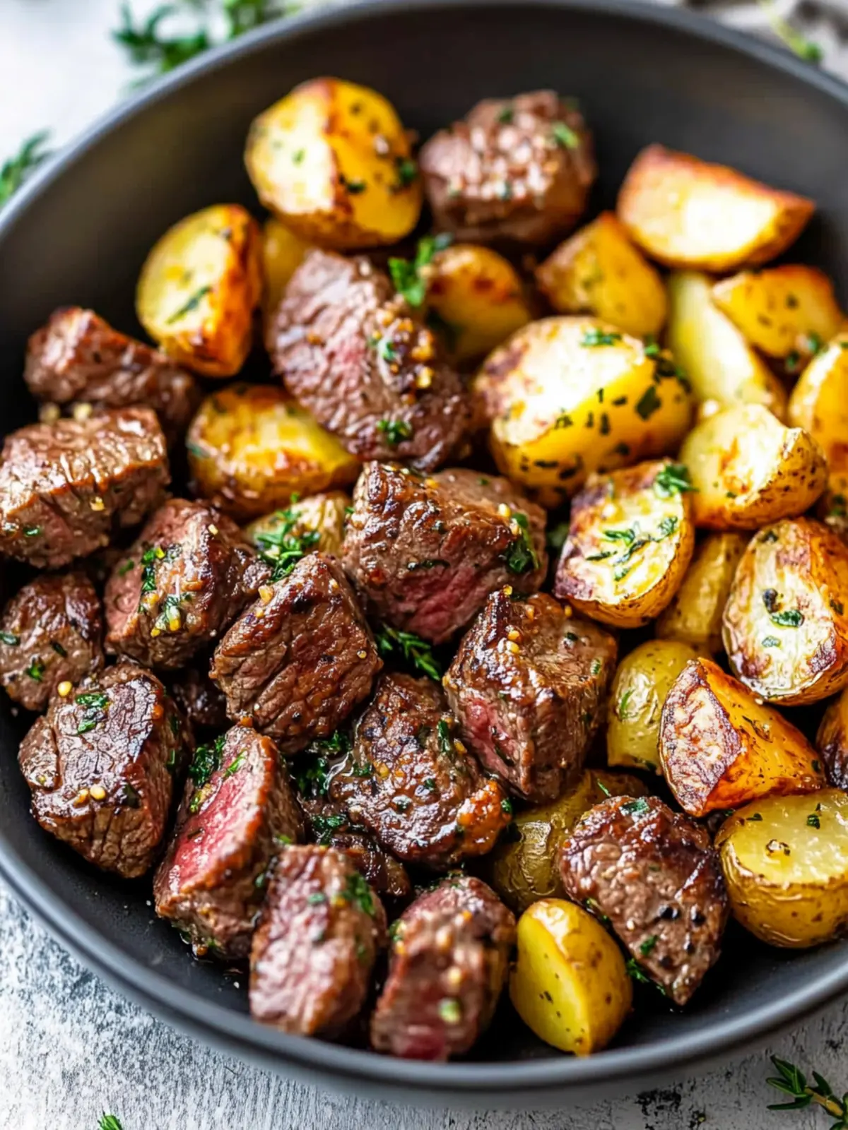 Savor Garlic Butter Steak Bites and Potatoes for Whole30 Bliss 3 Garlic Butter Steak Bites and Potatoes {Whole30}