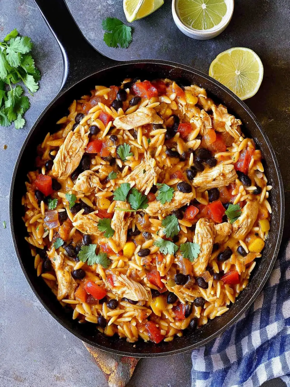 Savory Southwestern Chicken Orzo and Black Bean Skillet Joy 2 Southwestern Chicken Orzo and Black Bean Skillet