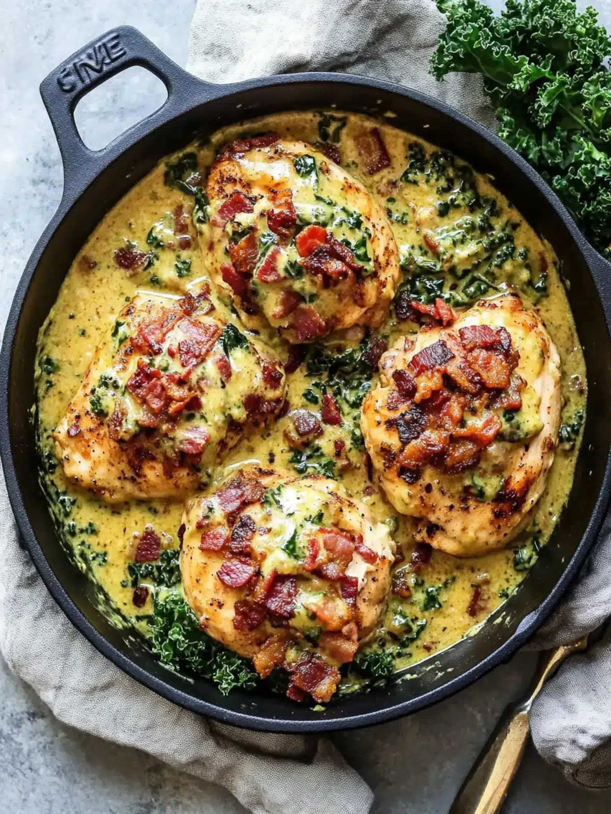 Creamy Mustard Chicken with Bacon and Kale for Flavor Lovers 5 Creamy Mustard Chicken with Bacon and Kale {Paleo, Whole30